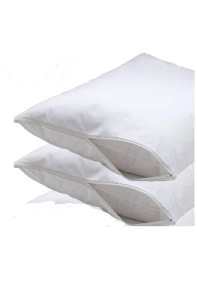 Maki Home 2 Adet Beyaz 50x70 Fermuarlı Sıvı Geçirmez Yastık Koruyucu Kılıf Alez - 6