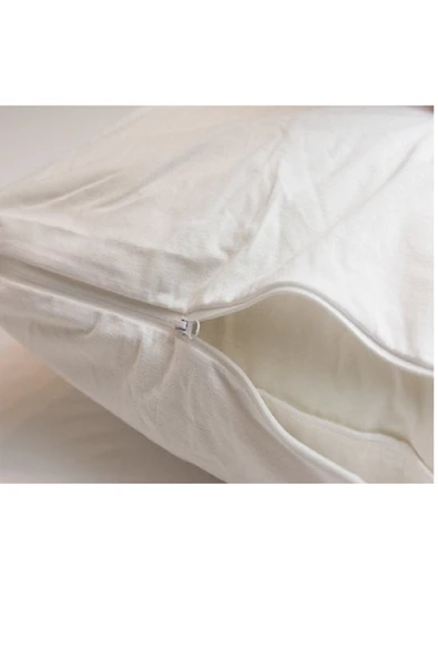 Maki Home 2 Adet Beyaz 50x70 Fermuarlı Sıvı Geçirmez Yastık Koruyucu Kılıf Alez - 5