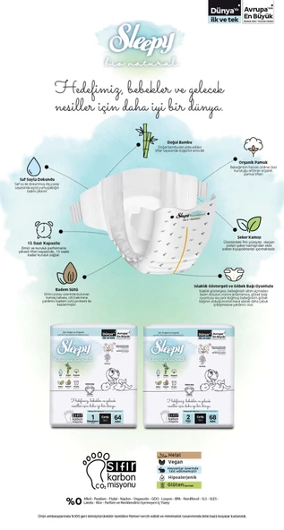 Sleepy Bebek Bezi Bio Natural Beden:6 (15-27KG) X Large 400 Adet Süper Ekonomik Fırsat Gross Pk - 9