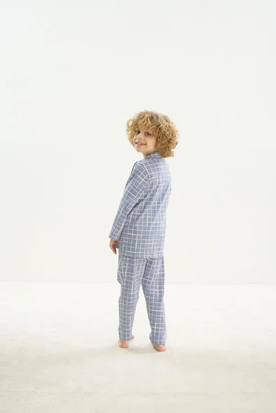 ZEYZEY 8748 Erkek Çocuk Önden Düğmeli Pijama Takım - 5