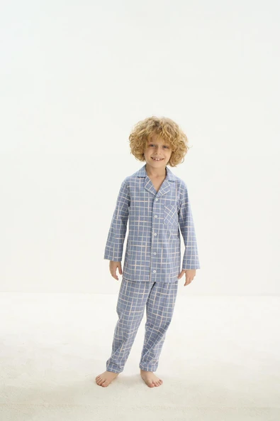 ZEYZEY 8748 Erkek Çocuk Önden Düğmeli Pijama Takım - 2