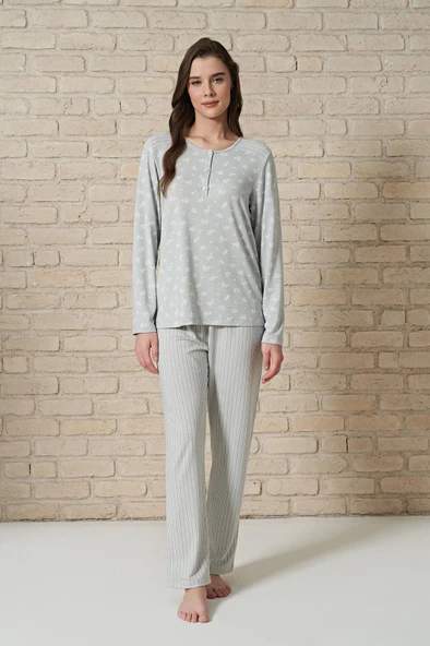 Pijadore Kadın Viskon Uzun Kollu Pijama Takımı 1725 - 2