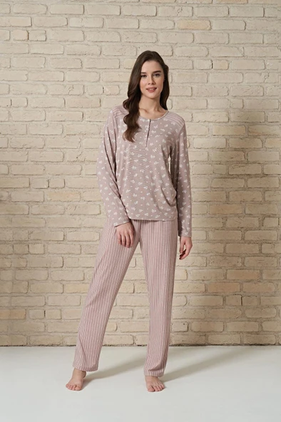 Pijadore Kadın Viskon Uzun Kollu Pijama Takımı 1725 - 5