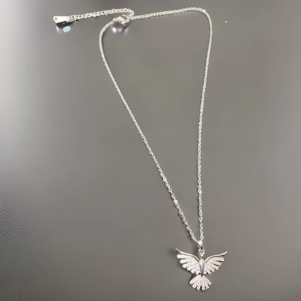 Umut ve Barışın Simgesi: Güvercin Model Gümüş Renk 316L Antialerjik Şık Çelik Kadın Kolye ürün görseli 1