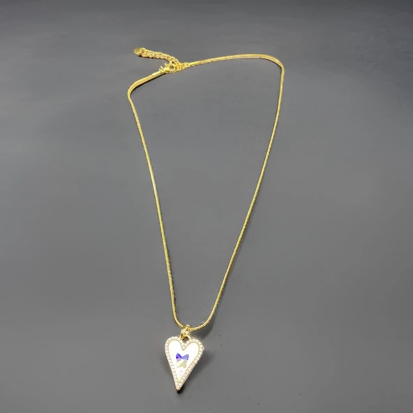 Kalbinizi Taşıyan Şık Kalp Model Gold Renk 316L Antialerjik Şık Çelik Kadın Kolye ürün görseli 1