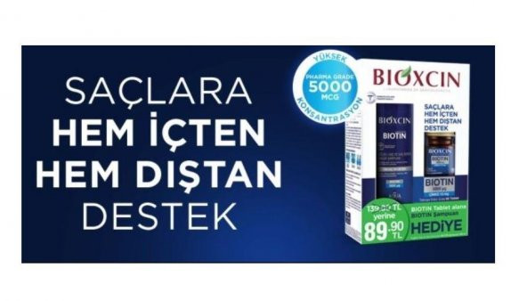Bioxcin Biotin 5000 Mcg 60 Tablet + Biotin Şampuan 300 ml Kofre