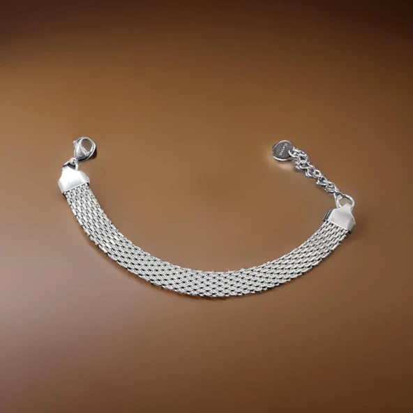 Unutulmaz Bir Hediye: Gümüş Örgü Model Gümüş Renk 316L Antialerjik Şık Çelik Kadın Bileklik ürün görseli 1
