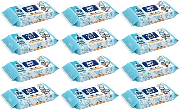Mr. Oxy Sihirli Bez Kireç & Pas Yüzey Temizlik Havlusu 50 Yaprak Plastik Kapaklı (12 Li Set)400 Yprk