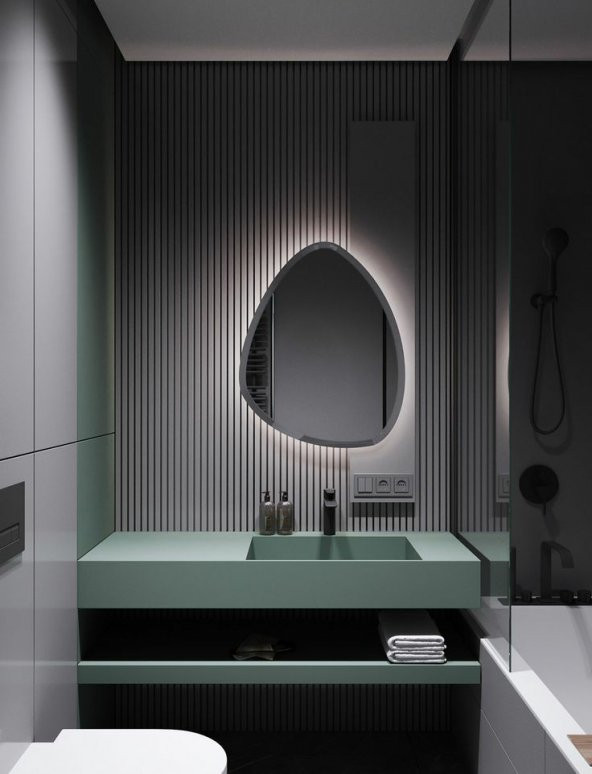 Banyo,Lavabo Aynası Ledli Bizoteli 50x65 cm 4 mm flotal Ayna