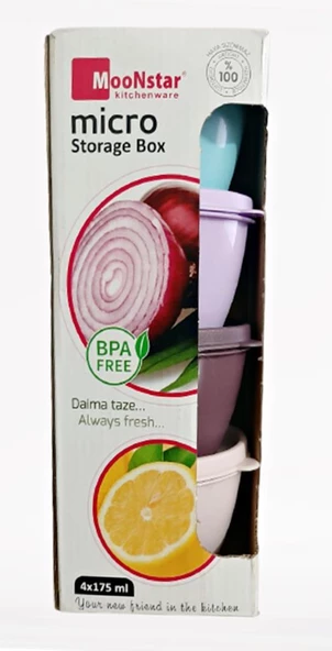 Moonstar Hava Sızdırmaz Micro Gıda Saklama Kabı 4x175 ML MIC-410 - Resim 3