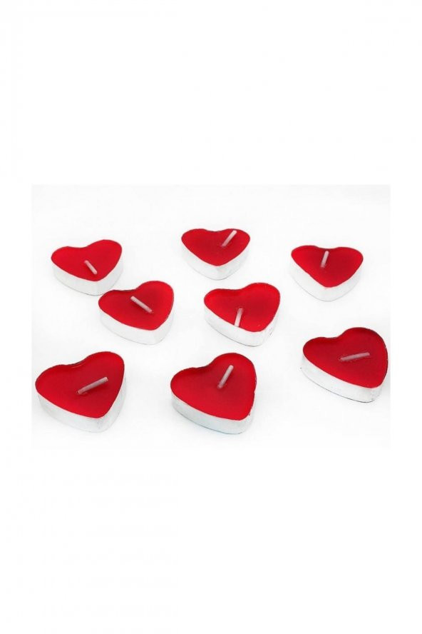 10 adet Kırmızı Kalp Tealight Mum Sevgiliye Hediye