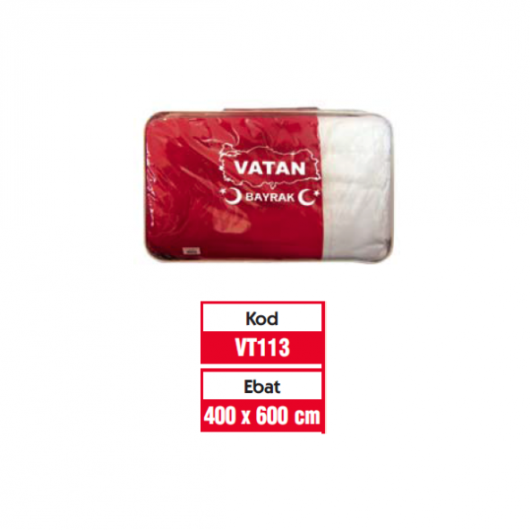 Vatan Bez Bayrak Türk 100 Polyester 400x600 VT113