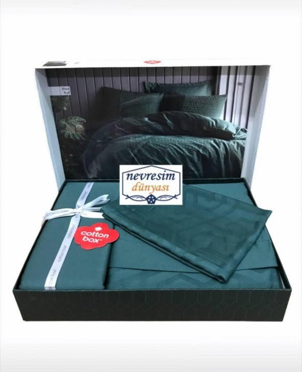 Cotton Box Çift Kişilik Jakarlı Saten Nevresim Takımı Hexa Yeşil - 3