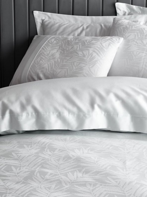 Cotton Box Çift Kişilik Jakarlı Saten Nevresim Takımı Leaf Buz Mavisi - 2