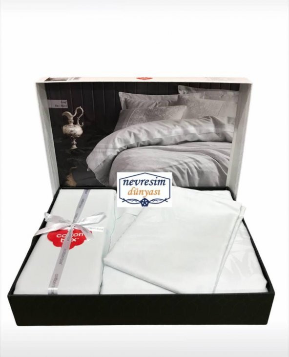 Cotton Box Çift Kişilik Jakarlı Saten Nevresim Takımı Leaf Buz Mavisi - 3