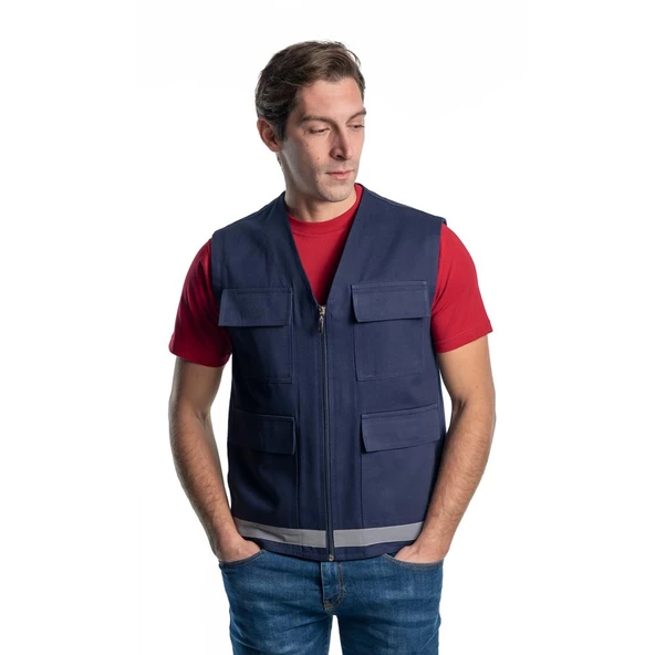 Şensel, Reflektörlü Yelek, Lacivert -118E1645- İş Yeleği-Vest