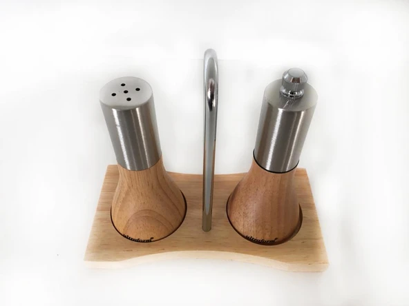 ULTRAFORM AHŞAP STANDLI TUZLUK VE BİBERLİK SETİ 12 CM - 2