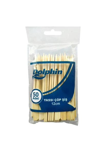 Dolphin Ahşap Yassı Tutamaklı Saplı Çöp Şiş - Boy : 12 Cm. - 50 Adetlik 3 Paket - Resim 2