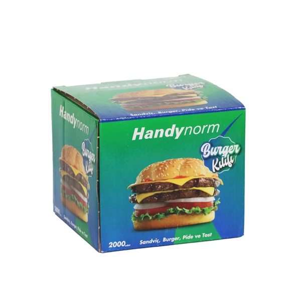 Handynorm Hamburger Burger Pide Tost Sandviç Kılıfı Poşeti - 12.5x12.5 Cm. - 2000 Adetlik 1 Kutu