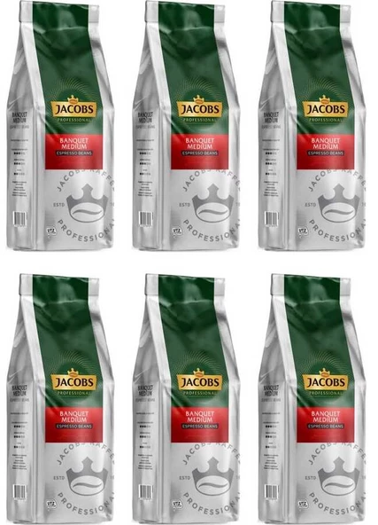 Jacobs Banquet Medium Espresso Beans Çekirdek Kahve 1000 gr x 6 Paket - 2