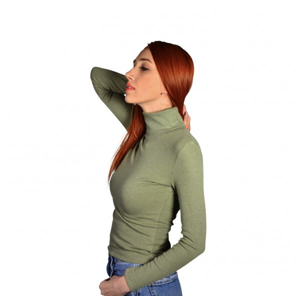 Marcatella Kadın Yeşil Boğazlı Basic Triko Body - 2