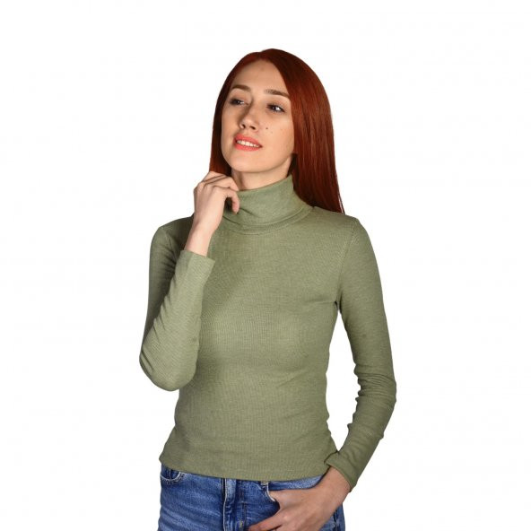 Marcatella Kadın Yeşil Boğazlı Basic Triko Body - 3