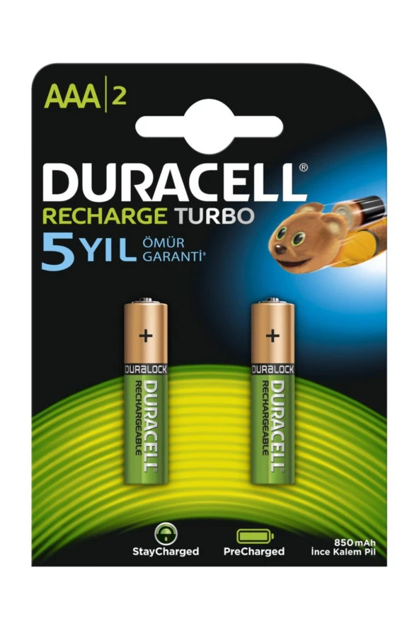 Duracell Şarjlı İnce Kalem Pil (AAA) 900 MAH 2 Lİ
