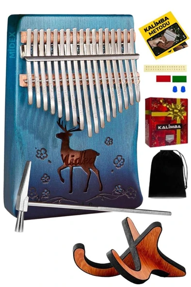 Midex KLX-510-PAK Hakiki Ağaç Geyik Desenli Kalimba 17 Tuşlu Full Set ürün görseli 1