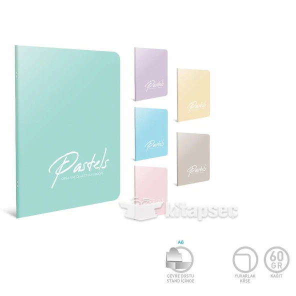 Pastels Tel Dikişli Plastik Kapak Defter A6 80 Yaprak Kareli Standart (4131) Gıpta