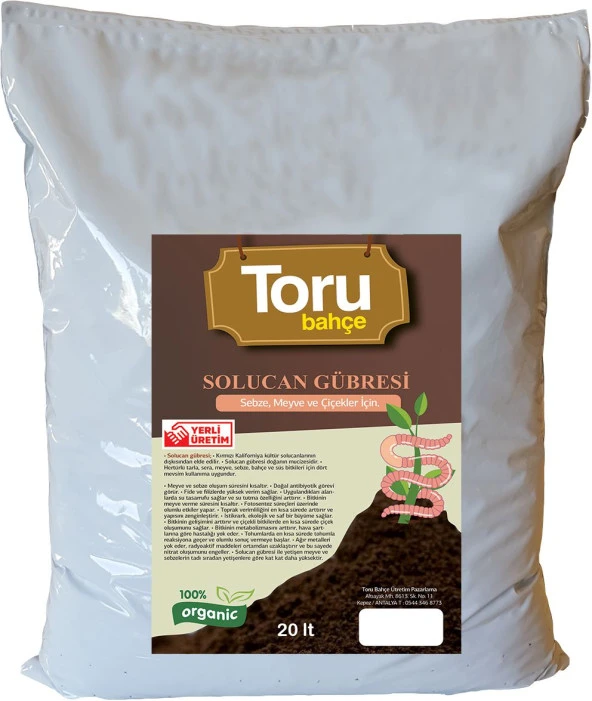 Soil Garden Solucan gübresi 40 lt (20 kg)Toprak düzenleyici solucan gübresi