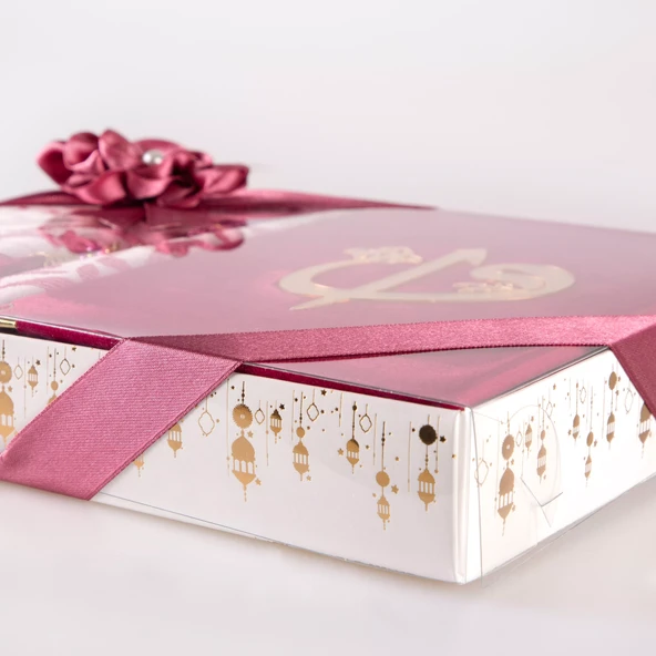 Kuran +  Seccade +  Tesbih Hediye Seti (Hafız Boy, ElifVav, Kadife, Desenli Kutu, Pudra Pembe) - Resim 5