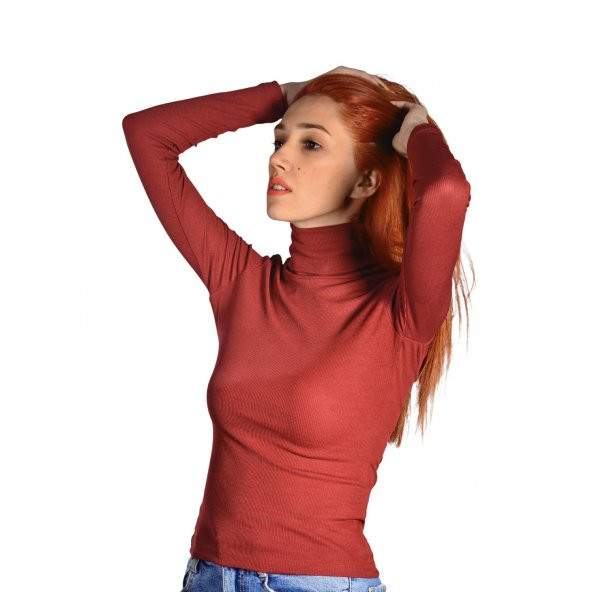 Marcatella Kadın Kırmızı  Boğazlı Basic Triko Body Kazak - 2