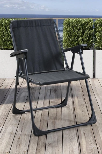 Leva Lüks Katlanır Sandalye Metal Ayaklı Siyah - 3