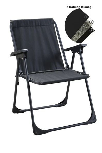 Leva Lüks Katlanır Sandalye Metal Ayaklı Siyah - 2
