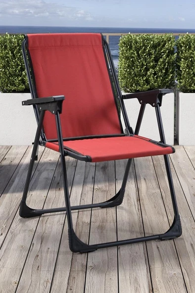 Leva Lüks Katlanır Sandalye Metal Ayaklı Kırmızı - 2