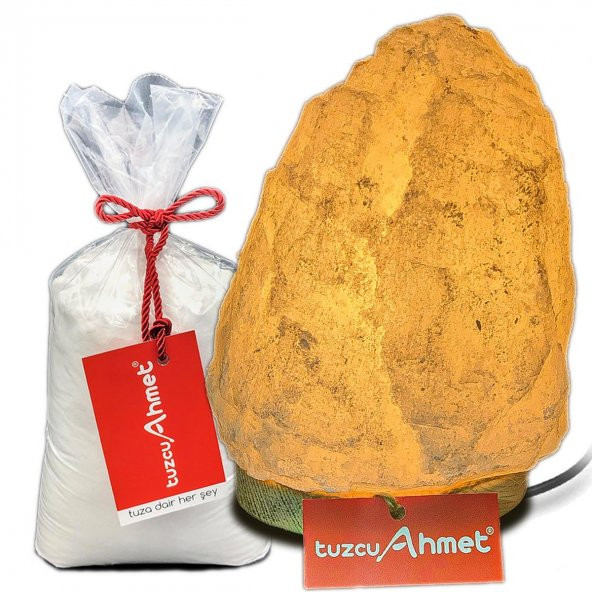 Tuzcu Ahmet Beyaz Tuzdan Yapılmış 5-6 kg Çankırı Tuz Lamba Kaya Tuzu Hediyeli