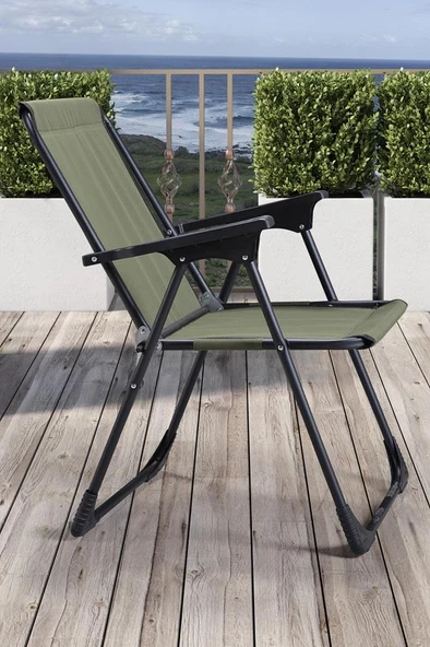 Leva Lüks Katlanır Sandalye Metal Ayaklı Haki - 2