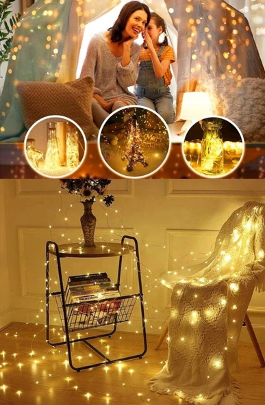 Perde Led 3mx3m Kumandalı 8 Fonksıyonlu 300 Ledli 10 Sarkıtlı Peri Ledi Usb Girişli - 2