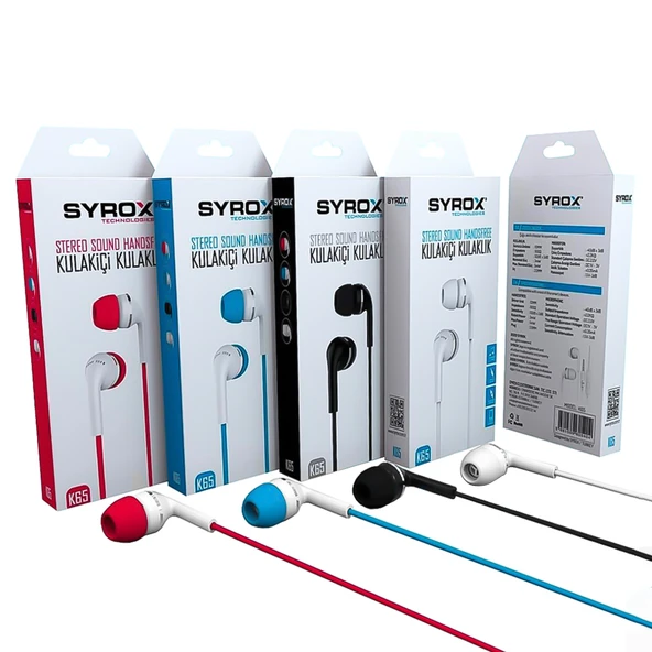 Syrox K65 Mikrofonlu Stereo Kulak İçi Kulaklık (3.5mm Jack)