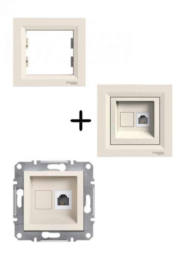 Schneider Asfora Krem 1*RJ11 - 4 Kontaklı (Çercevelidir)