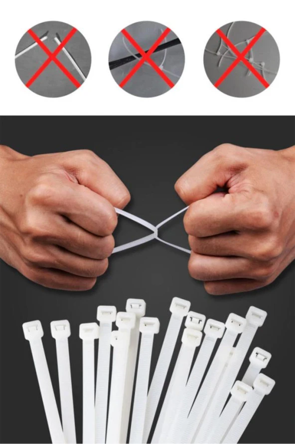 Şahnet 2,5*150  Kablo Bağı Beyaz - Cırt Kelepçe - Klips (100 Adet) - Resim 3