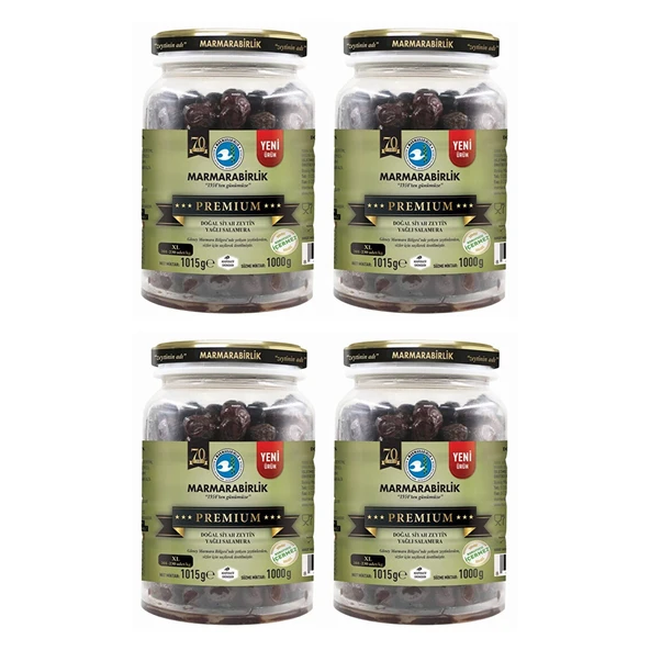 Marmarabirlik Premium XL Siyah Zeytin 1000 gr Cam Pet x 4 Adet - 2