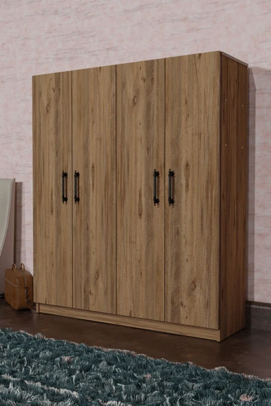 AEKA AE-1054 ARENA ATLANTİK ÇAMGARDIROP 4 KAPAKLI 2 ASKILIKLI, 6 RAFLI DOLAP - 5