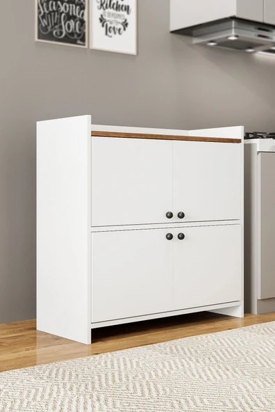 AEKA AE-3060 FORUM BEYAZ/ÇAM 4 KAPAKLI, 4 RAFLI, AYAKKABILIK, ÇOK AMAÇLI DOLAP, KAHVE KÖŞESİ, BALKON - 6