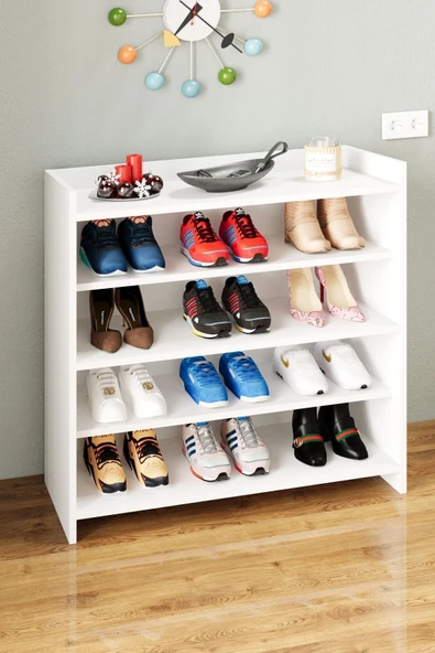 AEKA AE-3060 FORUM BEYAZ 4 KAPAKLI, 4 RAFLI, AYAKKABILIK, ÇOK AMAÇLI DOLAP, KAHVE KÖŞESİ, BALKON, BANYO, - 5