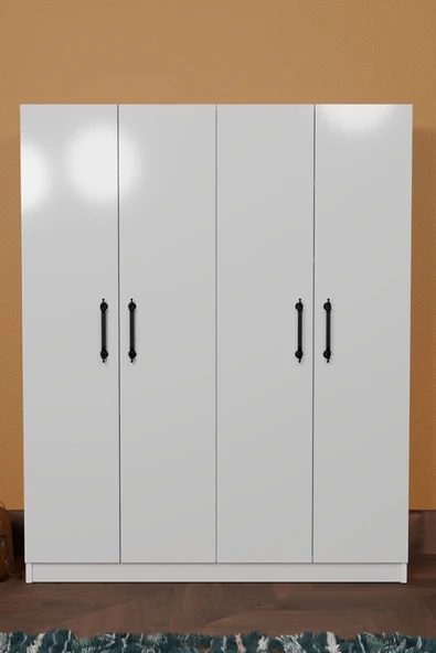 AEKA AE-1054 ARENA BEYAZ GARDIROP 4 KAPAKLI 2 ASKILIKLI, 6 RAFLI DOLAP ürün görseli