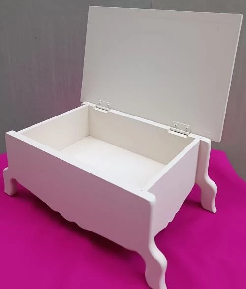 Hobi ERC Ayaklı Kutu Model 90401 Parlak Krem Boyalı Ahşap MDF El Yapımı - 7