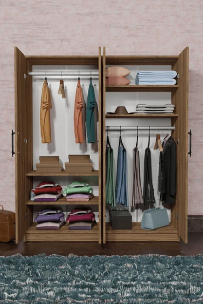 AEKA AE-1054 ARENA ATLANTİK ÇAMGARDIROP 4 KAPAKLI 2 ASKILIKLI, 6 RAFLI DOLAP - 3