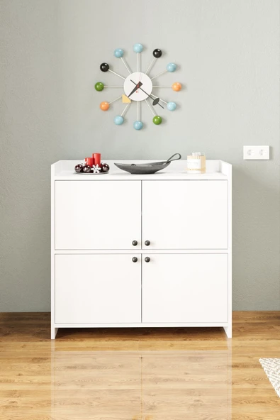 AEKA AE-3060 FORUM BEYAZ 4 KAPAKLI, 4 RAFLI, AYAKKABILIK, ÇOK AMAÇLI DOLAP, KAHVE KÖŞESİ, BALKON, BANYO, - 2