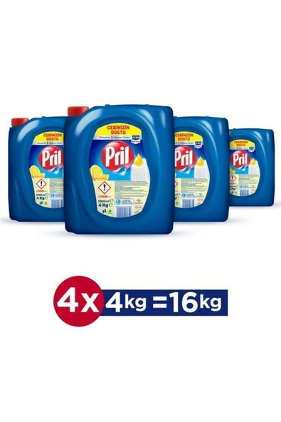Pril Limon 4 Kg X 4 Adet Sıvı Bulaşık Deterjanı